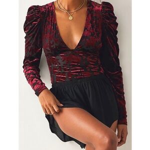 Intimately by Free People Magic Hour in Midnight Velvet Bodysuit NWT Size Small
